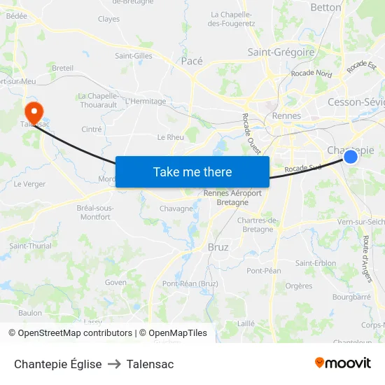 Chantepie Église to Talensac map