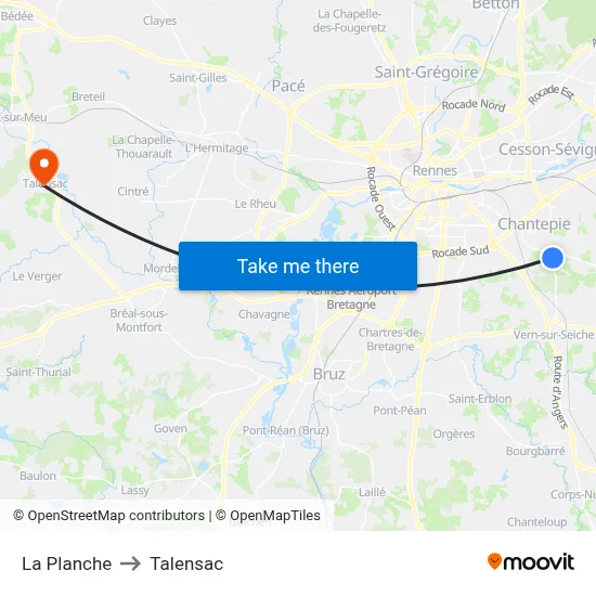 La Planche to Talensac map