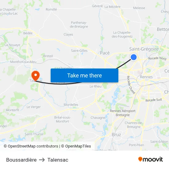 Boussardière to Talensac map