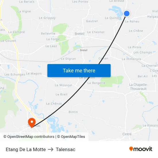 Etang De La Motte to Talensac map