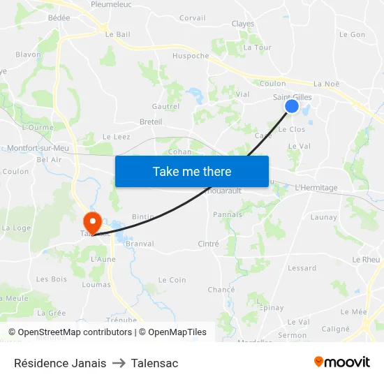 Résidence Janais to Talensac map