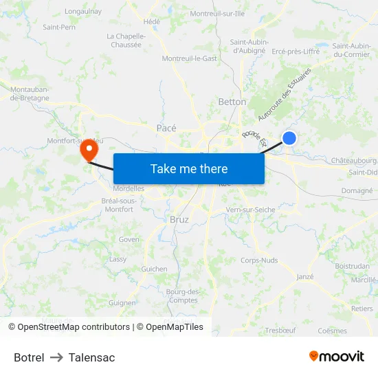 Botrel to Talensac map