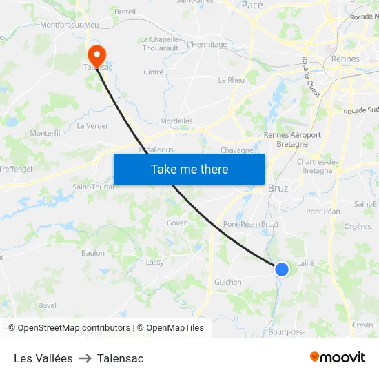 Les Vallées to Talensac map