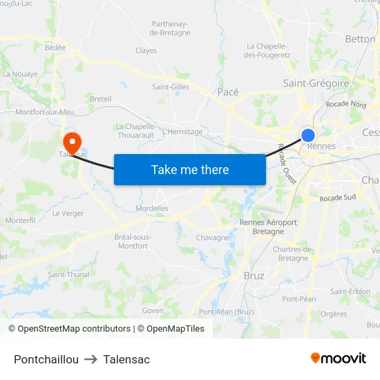 Pontchaillou to Talensac map