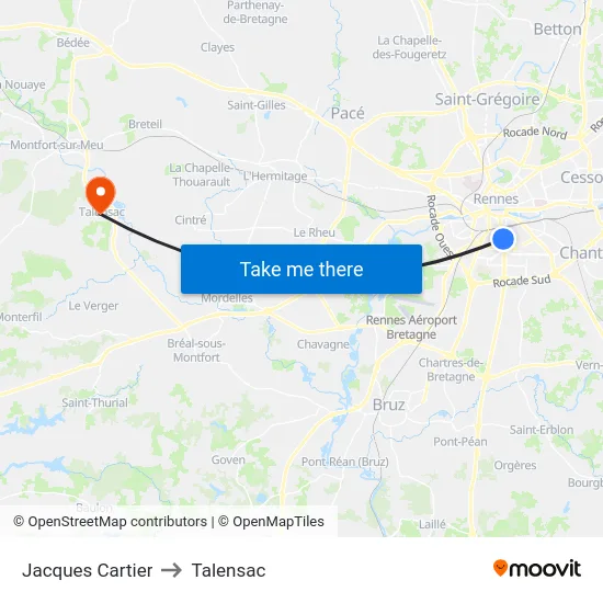 Jacques Cartier to Talensac map
