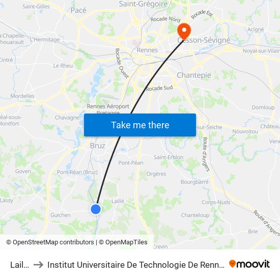 Laillé to Institut Universitaire De Technologie De Rennes map