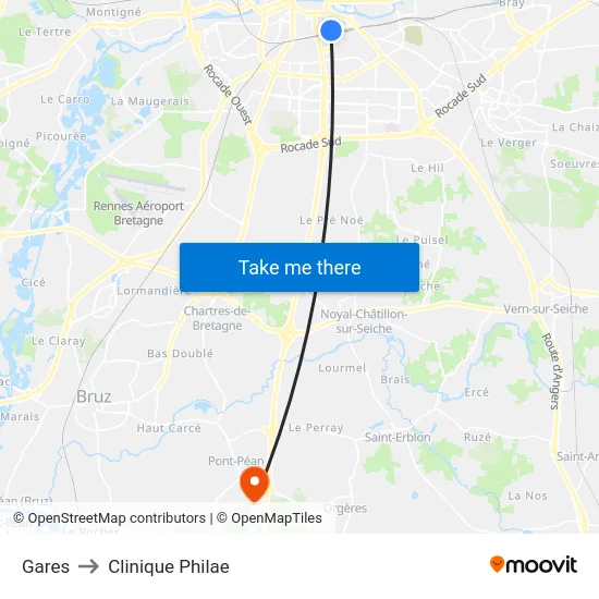 Gares to Clinique Philae map