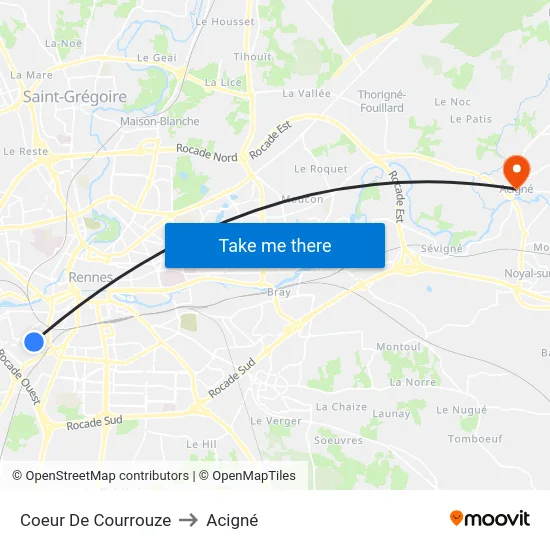 Coeur De Courrouze to Acigné map