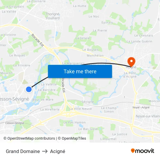 Grand Domaine to Acigné map