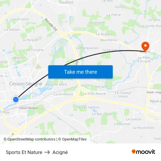Sports Et Nature to Acigné map