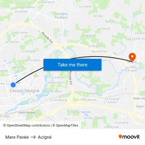 Mare Pavée to Acigné map