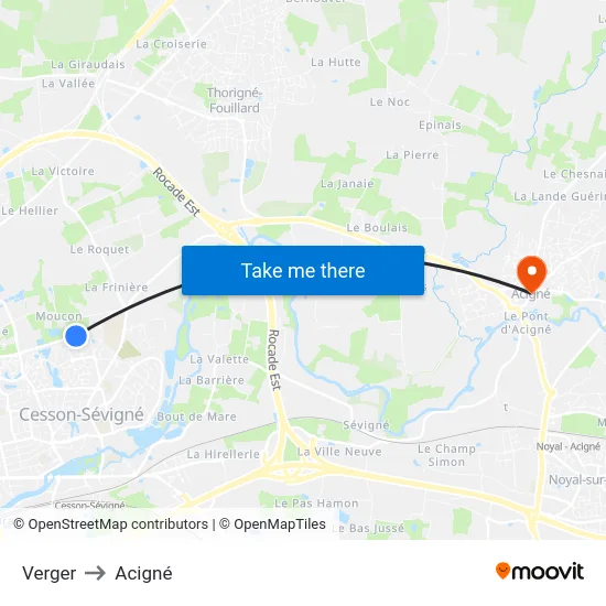 Verger to Acigné map