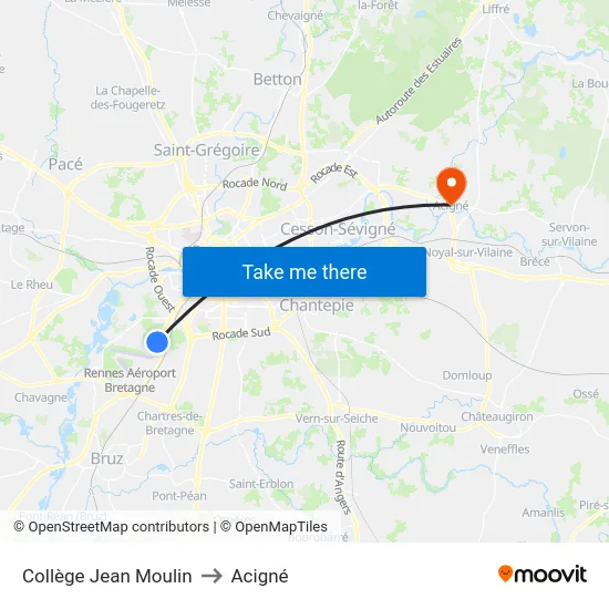 Collège Jean Moulin to Acigné map
