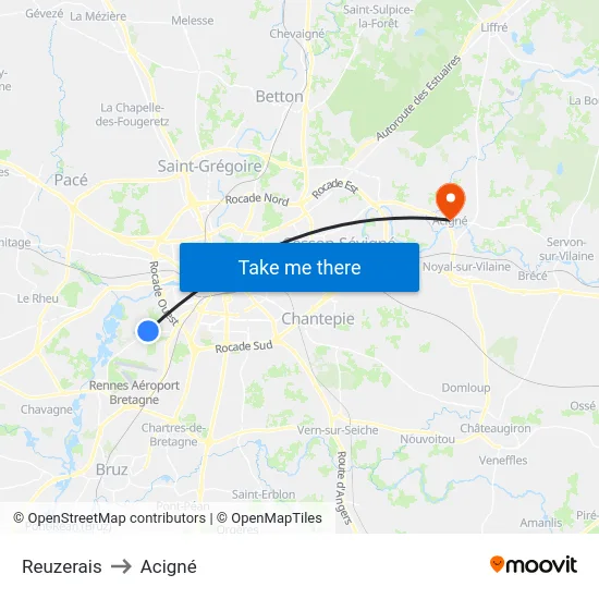 Reuzerais to Acigné map