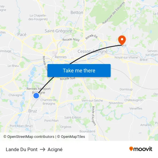 Lande Du Pont to Acigné map