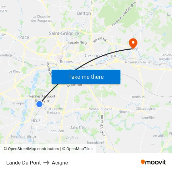 Lande Du Pont to Acigné map