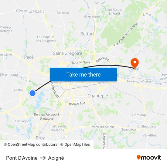 Pont D'Avoine to Acigné map