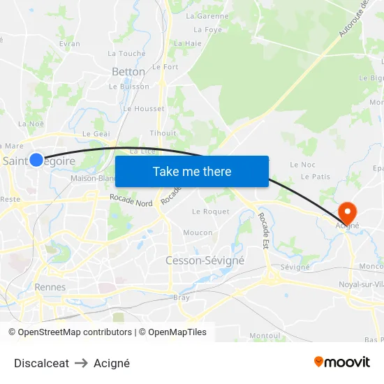Discalceat to Acigné map