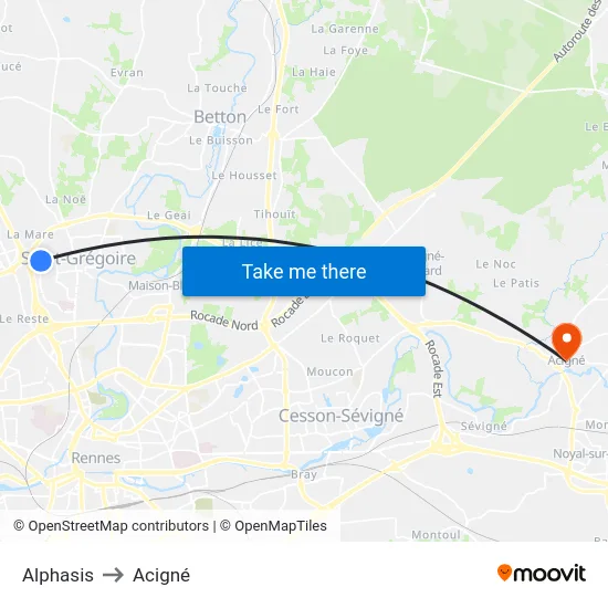 Alphasis to Acigné map
