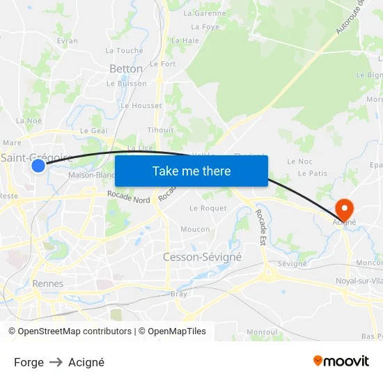 Forge to Acigné map