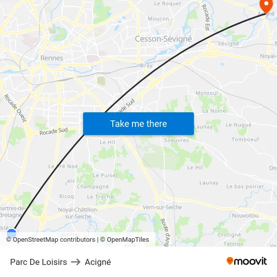 Parc De Loisirs to Acigné map