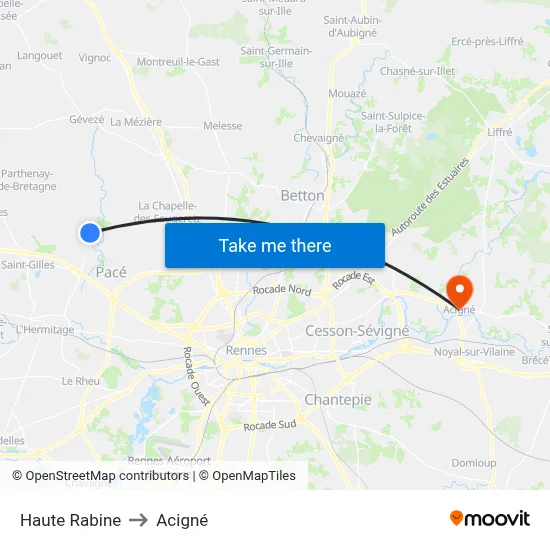 Haute Rabine to Acigné map
