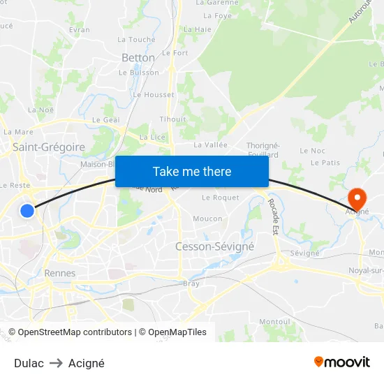 Dulac to Acigné map