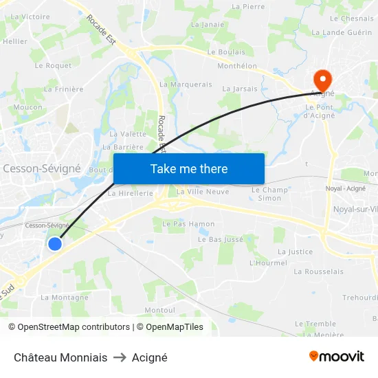 Château Monniais to Acigné map