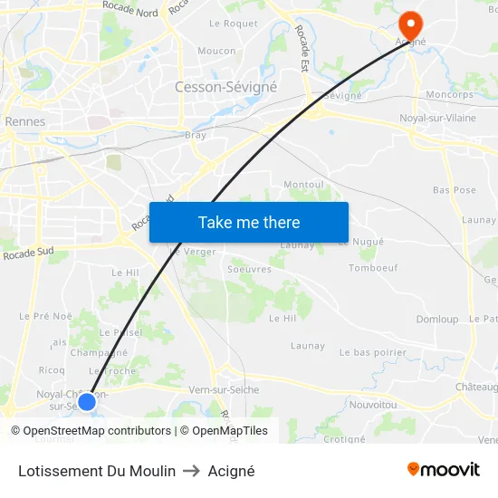 Lotissement Du Moulin to Acigné map