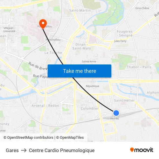 Gares to Centre Cardio Pneumologique map