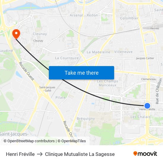 Henri Fréville to Clinique Mutualiste La Sagesse map