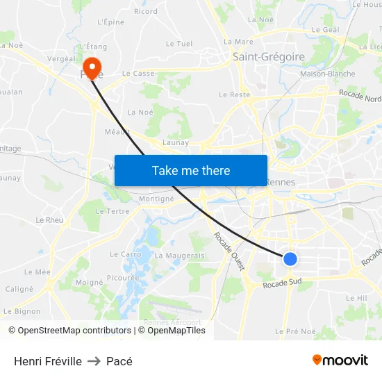 Henri Fréville to Pacé map