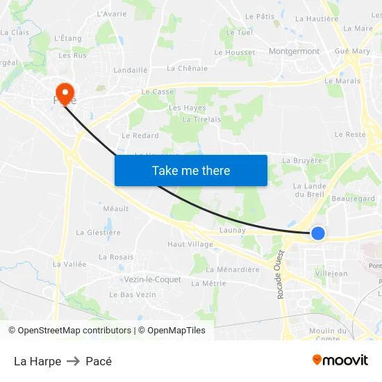 La Harpe to Pacé map