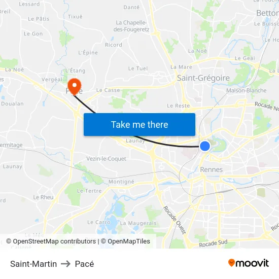 Saint-Martin to Pacé map