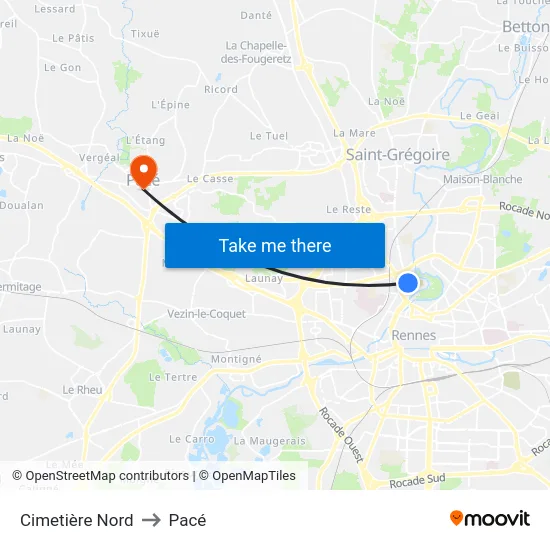 Cimetière Nord to Pacé map