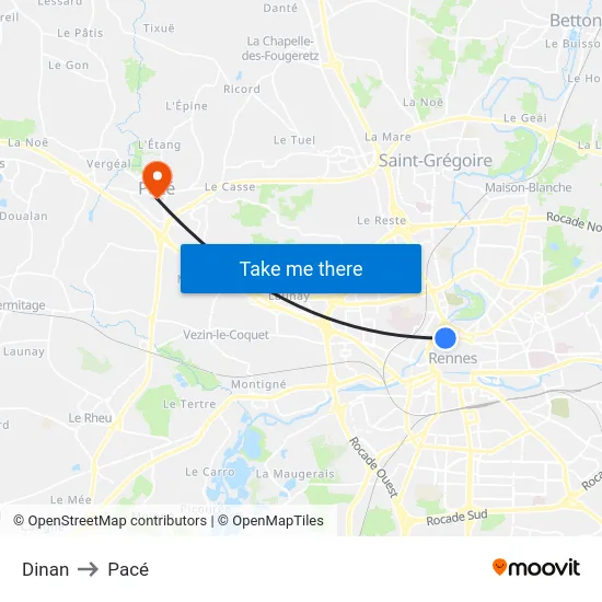 Dinan to Pacé map