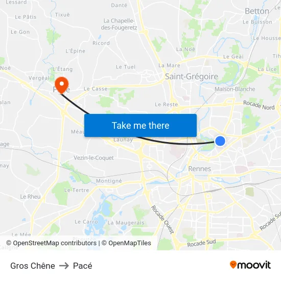 Gros Chêne to Pacé map