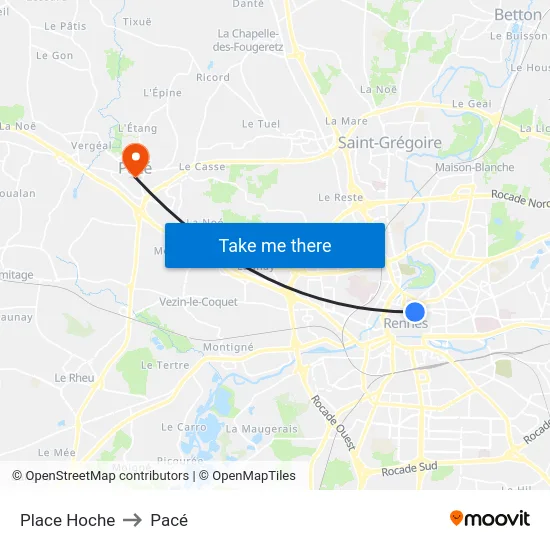 Place Hoche to Pacé map