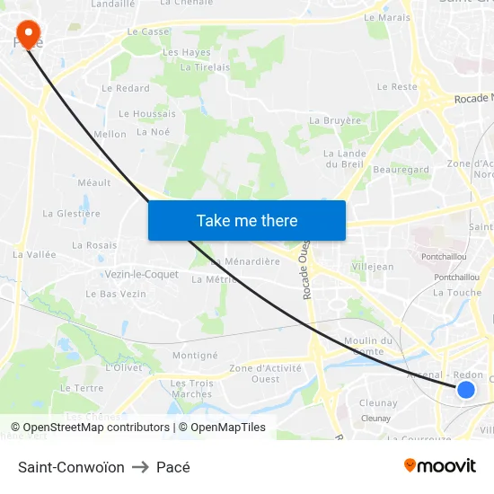Saint-Conwoïon to Pacé map