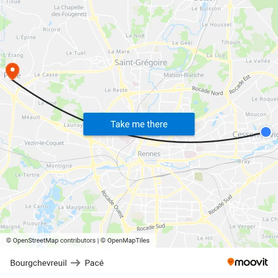 Bourgchevreuil to Pacé map