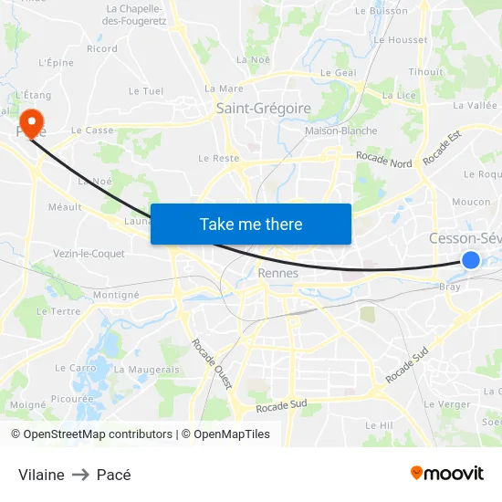 Vilaine to Pacé map