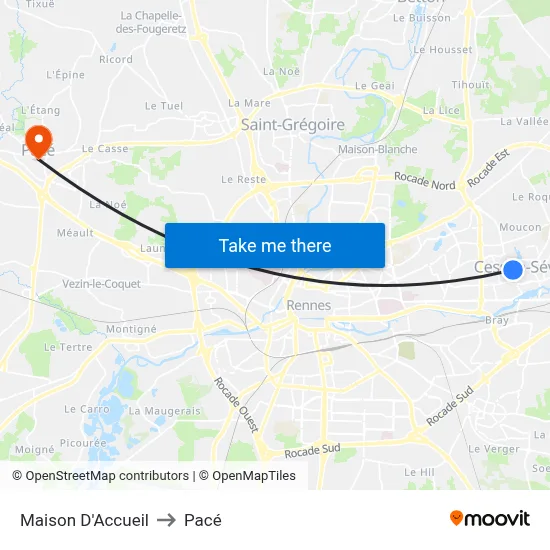 Maison D'Accueil to Pacé map