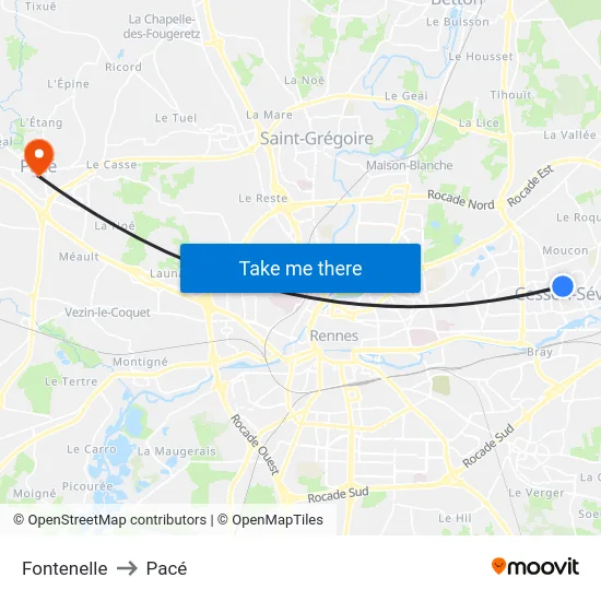 Fontenelle to Pacé map