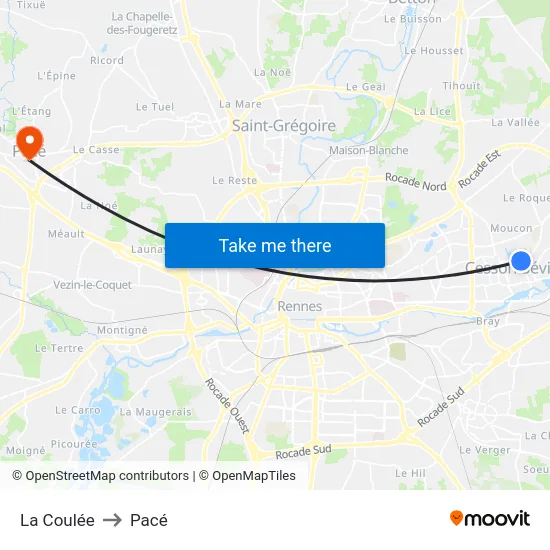 La Coulée to Pacé map