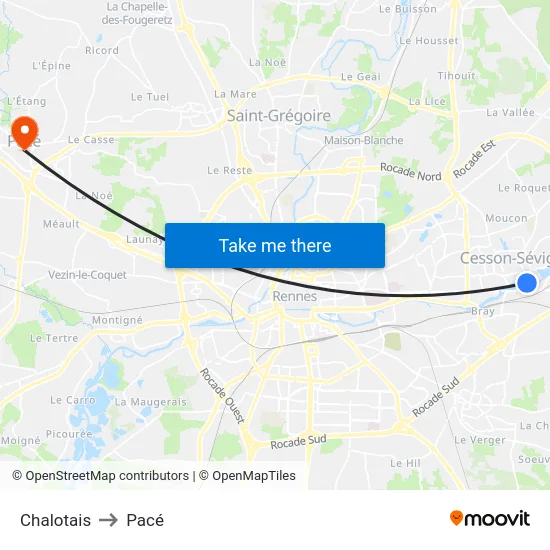 Chalotais to Pacé map