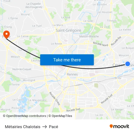 Métairies Chalotais to Pacé map
