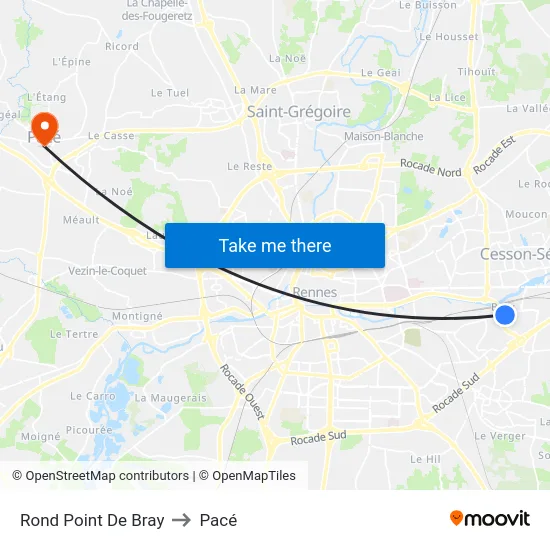 Rond Point De Bray to Pacé map