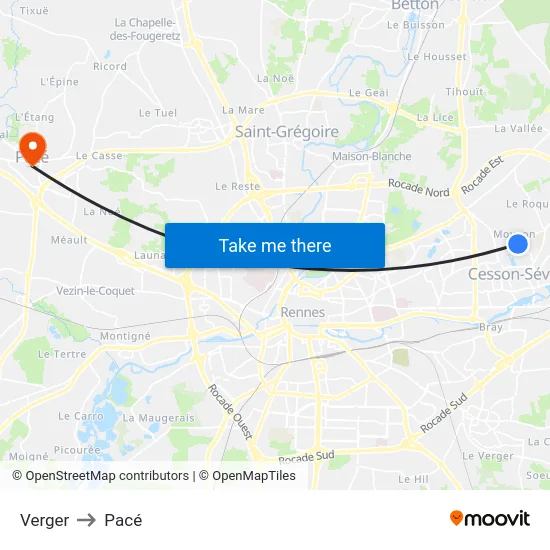 Verger to Pacé map