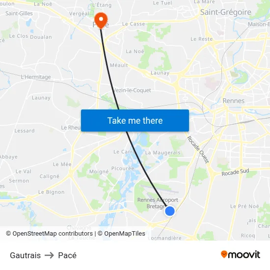 Gautrais to Pacé map