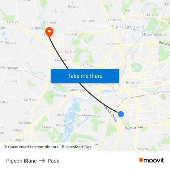 Pigeon Blanc to Pacé map
